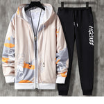 Men's Spring And Autumn Long Sleeve Zipper Printed Casual Suit
