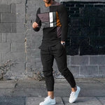 Men's Ethnic Style Printed Long Sleeve Trousers Suit