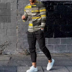 Men's Ethnic Style Printed Long Sleeve Trousers Suit